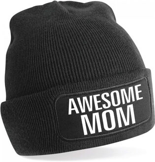 Bellatio Decorations Muts awesome mom / geweldige moeder zwart voor dames - Winter cadeau mama/ moeder One size