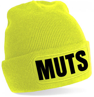 Bellatio Decorations Muts/beanie met grappige tekst - one size - unisex - geel