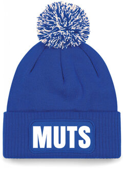 Bellatio Decorations Muts/beanie pompon met grappige tekst - one size - unisex - blauw One size