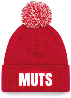 Bellatio Decorations Muts/beanie pompon met grappige tekst - one size - unisex - rood One size