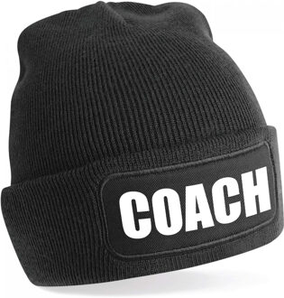 Bellatio Decorations Muts coach zwart voor volwassenen - Cadeau trainer/ coach wintermuts