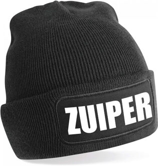 Bellatio Decorations Muts zuiper zwart voor volwassenen - foute party wintersport muts - Winter accessoires