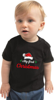 Bellatio Decorations My first Christmas Kerst t-shirt zwart voor babys