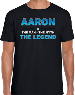 Bellatio Decorations Naam cadeau Aaron - The man, The myth the legend t-shirt  zwart voor heren - Cadeau shirt voor o.a verjaardag/ vaderdag/ pensioen/ geslaagd/ bedankt 2XL