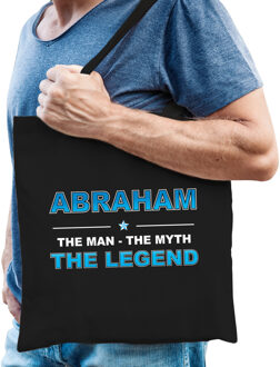 Bellatio Decorations Naam cadeau Abraham - The man, The myth the legend katoenen tas - Boodschappentas verjaardag/ vader/ collega/ geslaagd