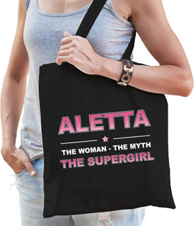 Bellatio Decorations Naam cadeau Aletta - The woman, The myth the supergirl katoenen tas - Boodschappentas verjaardag/ moeder/ collega/ vriendin