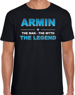 Bellatio Decorations Naam cadeau Armin - The man, The myth the legend t-shirt  zwart voor heren - Cadeau shirt voor o.a verjaardag/ vaderdag/ pensioen/ geslaagd/ bedankt 2XL