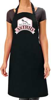 Bellatio Decorations Naam cadeau Astrid - Queen of the kitchen schort zwart - keukenschort cadeau