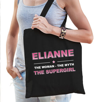 Bellatio Decorations Naam cadeau Elianne - The woman, The myth the supergirl katoenen tas - Boodschappentas verjaardag/ moeder/ collega/ vriendin