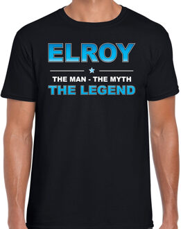 Bellatio Decorations Naam cadeau Elroy - The man, The myth the legend t-shirt  zwart voor heren - Cadeau shirt voor o.a verjaardag/ vaderdag/ pensioen/ geslaagd/ bedankt S