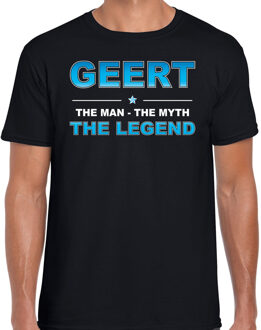 Bellatio Decorations Naam cadeau Geert - The man, The myth the legend t-shirt  zwart voor heren - Cadeau shirt voor o.a verjaardag/ vaderdag/ pensioen/ geslaagd/ bedankt 2XL