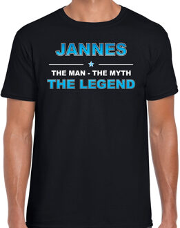 Bellatio Decorations Naam cadeau Jannes - The man, The myth the legend t-shirt  zwart voor heren - Cadeau shirt voor o.a verjaardag/ vaderdag/ pensioen/ geslaagd/ bedankt 2XL