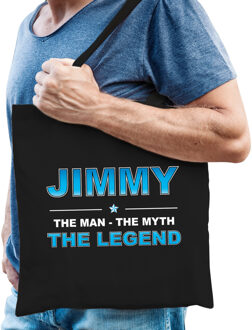 Bellatio Decorations Naam cadeau Jimmy - The man, The myth the legend katoenen tas - Boodschappentas verjaardag/ vader/ collega/ geslaagd