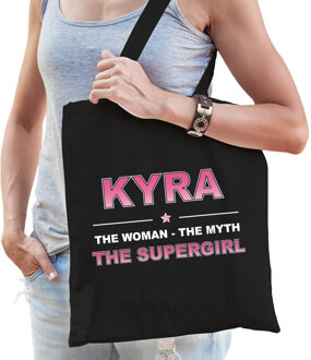 Bellatio Decorations Naam cadeau Kyra - The woman, The myth the supergirl katoenen tas - Boodschappentas verjaardag/ moeder/ collega/ vriendin