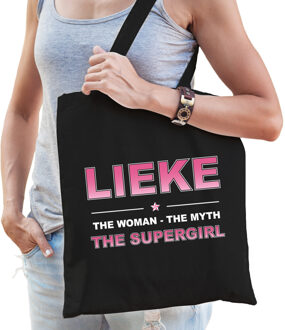 Bellatio Decorations Naam cadeau Lieke - The woman, The myth the supergirl katoenen tas - Boodschappentas verjaardag/ moeder/ collega/ vriendin