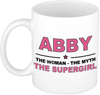 Bellatio Decorations Naam cadeau mok/ beker Abby The woman, The myth the supergirl 300 ml - Naam mokken Multikleur