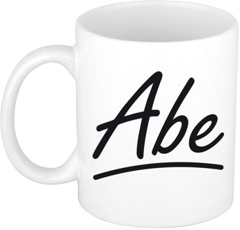Bellatio Decorations Naam cadeau mok / beker Abe met sierlijke letters 300 ml Wit