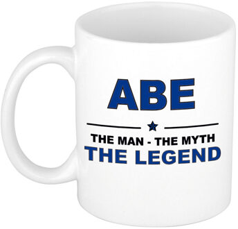 Bellatio Decorations Naam cadeau mok/ beker Abe The man, The myth the legend 300 ml - Naam mokken Multikleur