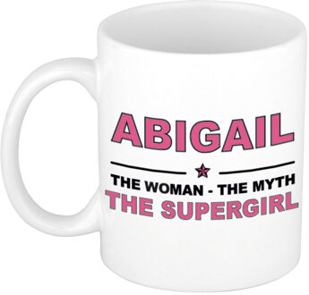 Bellatio Decorations Naam cadeau mok/ beker Abigail The woman, The myth the supergirl 300 ml - Naam mokken Multikleur