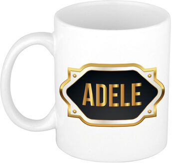 Bellatio Decorations Naam cadeau mok / beker Adele met gouden embleem 300 ml Zwart