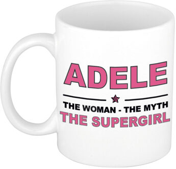 Bellatio Decorations Naam cadeau mok/ beker Adele The woman, The myth the supergirl 300 ml - Naam mokken Multikleur