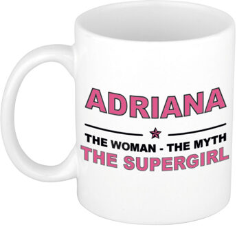 Bellatio Decorations Naam cadeau mok/ beker Adriana The woman, The myth the supergirl 300 ml - Naam mokken Multikleur