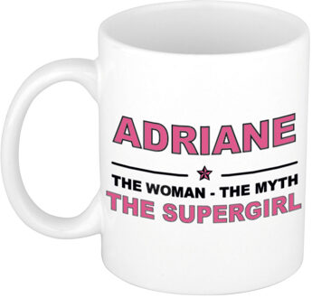 Bellatio Decorations Naam cadeau mok/ beker Adriane The woman, The myth the supergirl 300 ml - Naam mokken Multikleur