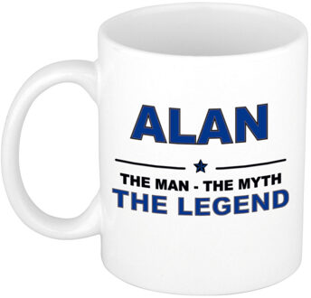 Bellatio Decorations Naam cadeau mok/ beker Alan The man, The myth the legend 300 ml - Naam mokken Multikleur