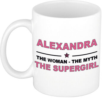 Bellatio Decorations Naam cadeau mok/ beker Alexandra The woman, The myth the supergirl 300 ml - Naam mokken Multikleur