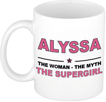 Bellatio Decorations Naam cadeau mok/ beker Alyssa The woman, The myth the supergirl 300 ml - Naam mokken Multikleur