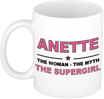 Bellatio Decorations Naam cadeau mok/ beker Anette The woman, The myth the supergirl 300 ml - Naam mokken Multikleur