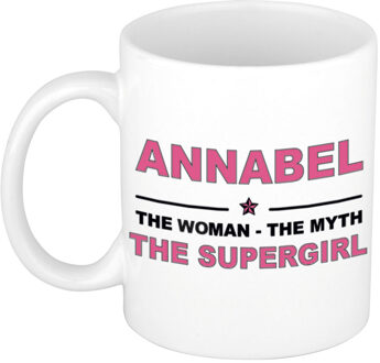 Bellatio Decorations Naam cadeau mok/ beker Annabel The woman, The myth the supergirl 300 ml - Naam mokken Multikleur