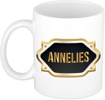 Bellatio Decorations Naam cadeau mok / beker Annelies met gouden embleem 300 ml