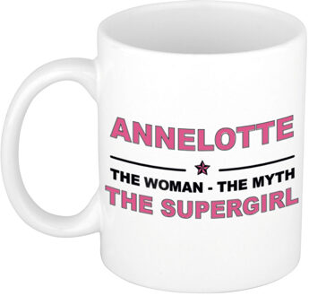 Bellatio Decorations Naam cadeau mok/ beker Annelotte The woman, The myth the supergirl 300 ml - Naam mokken Multikleur