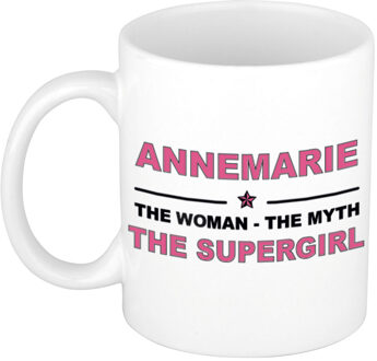 Bellatio Decorations Naam cadeau mok/ beker Annemarie The woman, The myth the supergirl 300 ml - Naam mokken Multikleur