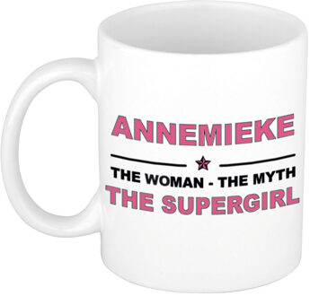 Bellatio Decorations Naam cadeau mok/ beker Annemieke The woman, The myth the supergirl 300 ml - Naam mokken Multikleur