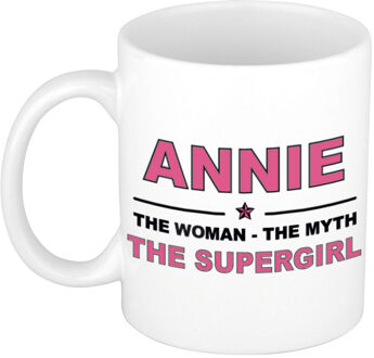 Bellatio Decorations Naam cadeau mok/ beker Annie The woman, The myth the supergirl 300 ml - Naam mokken Multikleur