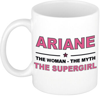 Bellatio Decorations Naam cadeau mok/ beker Ariane The woman, The myth the supergirl 300 ml - Naam mokken Multikleur