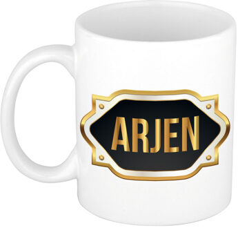 Bellatio Decorations Naam cadeau mok / beker Arjen met gouden embleem 300 ml