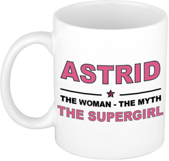 Bellatio Decorations Naam cadeau mok/ beker Astrid The woman, The myth the supergirl 300 ml - Naam mokken Multikleur