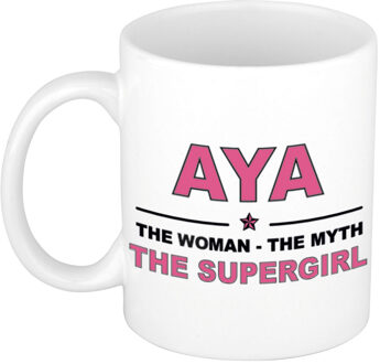 Bellatio Decorations Naam cadeau mok/ beker Aya The woman, The myth the supergirl 300 ml - Naam mokken Multikleur