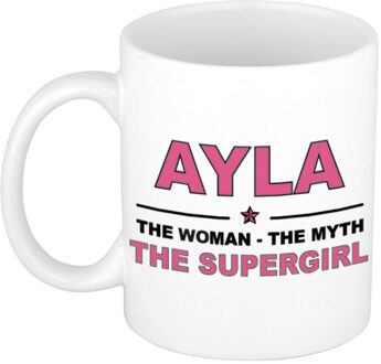 Bellatio Decorations Naam cadeau mok/ beker Ayla The woman, The myth the supergirl 300 ml - Naam mokken Multikleur