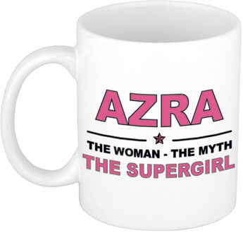 Bellatio Decorations Naam cadeau mok/ beker Azra The woman, The myth the supergirl 300 ml - Naam mokken Multikleur