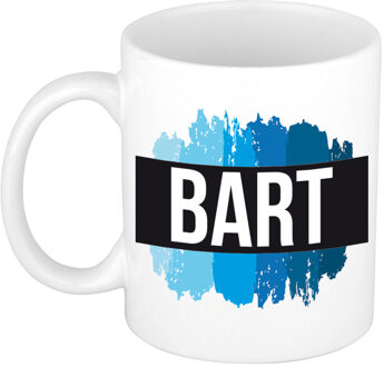 Bellatio Decorations Naam cadeau mok / beker Bart met blauwe verfstrepen 300 ml