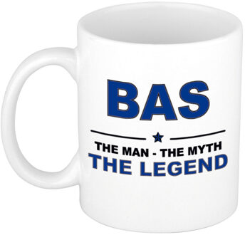 Bellatio Decorations Naam cadeau mok/ beker Bas The man, The myth the legend 300 ml - Naam mokken Multikleur