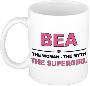 Bellatio Decorations Naam cadeau mok/ beker Bea The woman, The myth the supergirl 300 ml - Naam mokken Multikleur