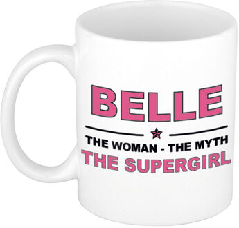 Bellatio Decorations Naam cadeau mok/ beker Belle The woman, The myth the supergirl 300 ml - Naam mokken Multikleur