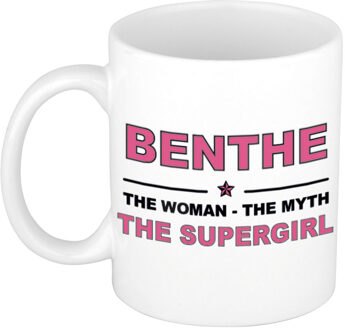 Bellatio Decorations Naam cadeau mok/ beker Benthe The woman, The myth the supergirl 300 ml - Naam mokken Multikleur