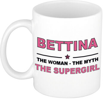 Bellatio Decorations Naam cadeau mok/ beker Bettina The woman, The myth the supergirl 300 ml - Naam mokken Multikleur