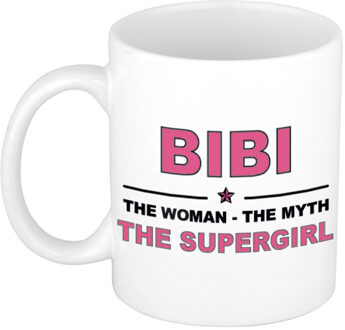 Bellatio Decorations Naam cadeau mok/ beker Bibi The woman, The myth the supergirl 300 ml - Naam mokken Multikleur